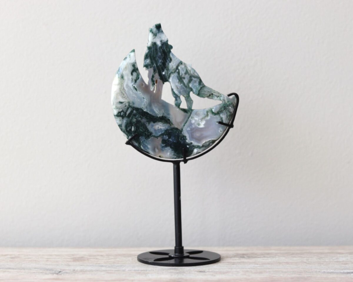 Unieke mosagaat wolf op standaard