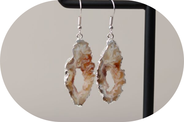 Mooie agaat oorbellen silverplated