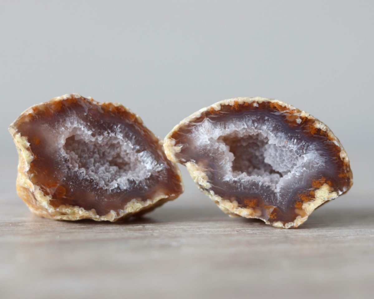 Prachtig Agaat geodepaar met sugar druzy